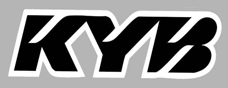 Black KYB logo on a gray background