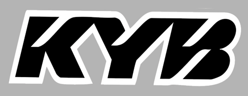 Black KYB logo on a gray background